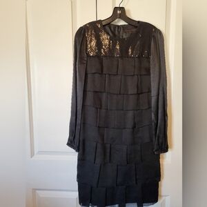 Besti Belli Black Tiered Ruffled Sheath Dress Size small